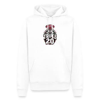 Dart Triple 20 Jubiläum - Männer Premium Bio Hoodie - Weiß - Vorne - Nico (187cm)