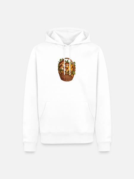 Pilzkorb voller Waldschätze - Männer Premium Bio Hoodie - Weiß