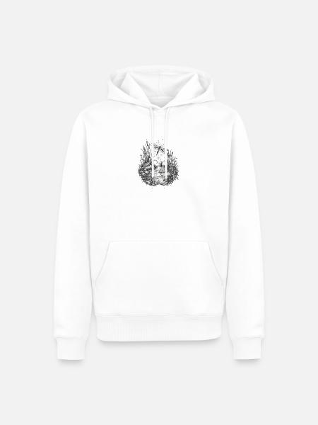 Teichbiotop mit Libelle Frosch und Pflanzen - Männer Premium Bio Hoodie - Weiß