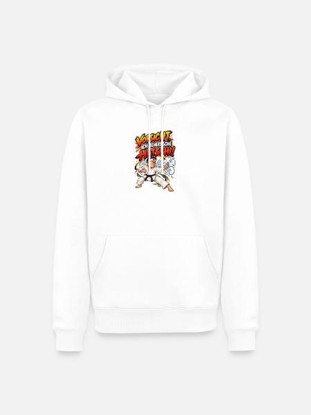 Vorsicht Hatschi Karate Spruch - Männer Premium Bio Hoodie - Weiß
