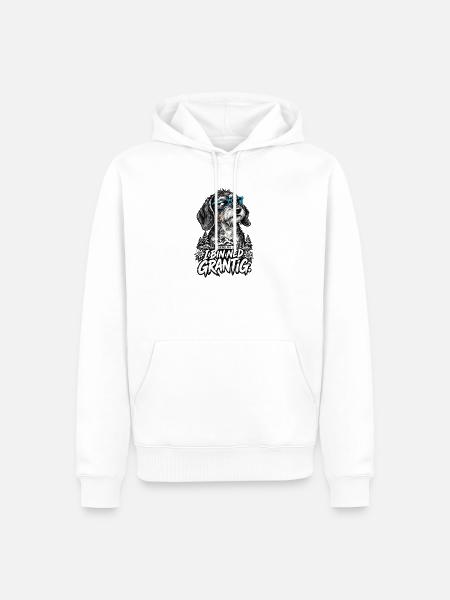 Grantiger Hund mit Brille - Männer Premium Bio Hoodie - Weiß