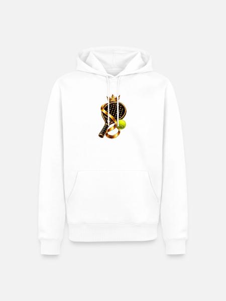 Goldene Padel Krone Design - Männer Premium Bio Hoodie - Weiß