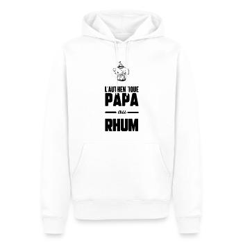 Papa au rhum - Sweat à capuche Premium bio Homme - blanc - Devant - Nico (187cm)