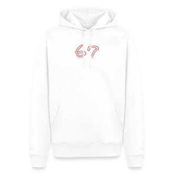 67 - Männer Premium Bio Hoodie - Weiß - Vorne - Nico (187cm)