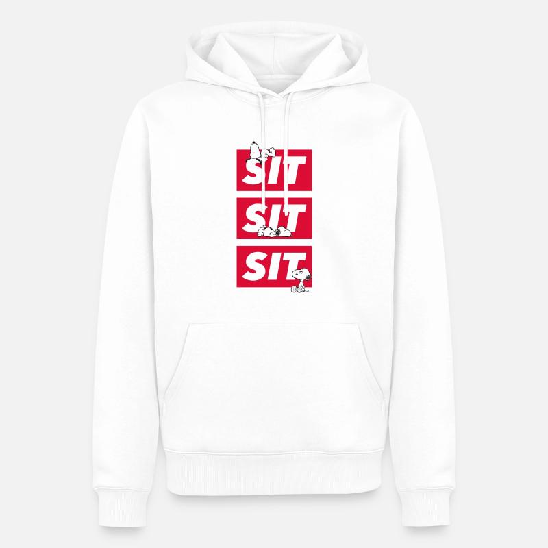 Cacahuètes Snoopy Sit Sit Sit Sit - Sweat à capuche Premium bio Homme - blanc