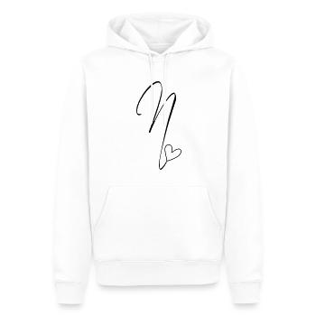 Buchstabe N Buchstabe-N Kalligrafie - Männer Premium Bio Hoodie - Weiß - Vorne - Nico (187cm)