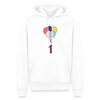 1. 1 YEAR. 1ST ANNIVERSARY. BIRTHDAY 1 YEAR. ONE - Men’s Premium Organic Hoodie - white - Front - Nico (187cm)