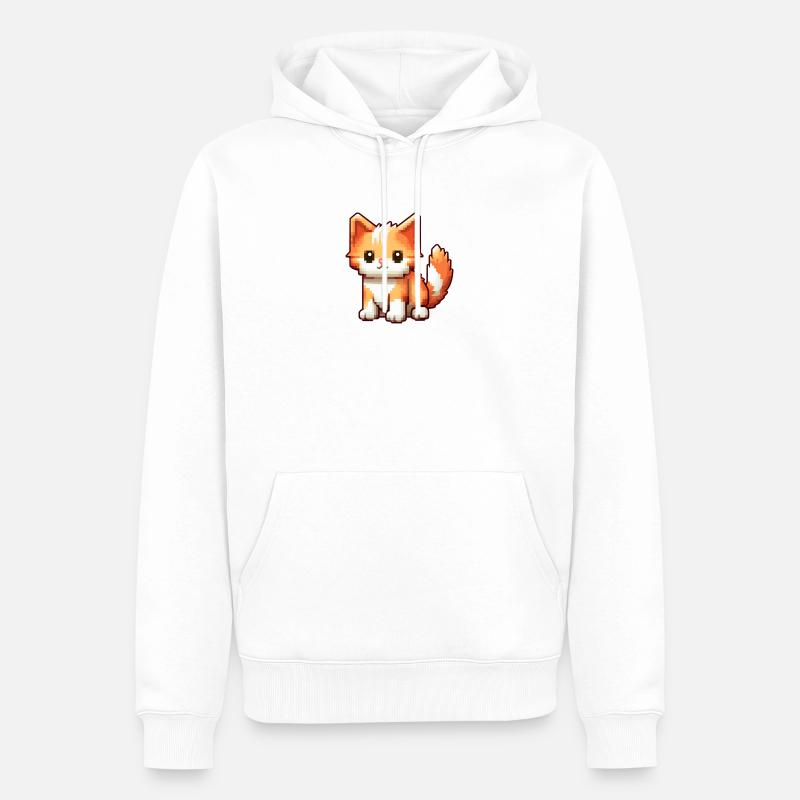 Pixel Katze - Männer Premium Bio Hoodie - Weiß