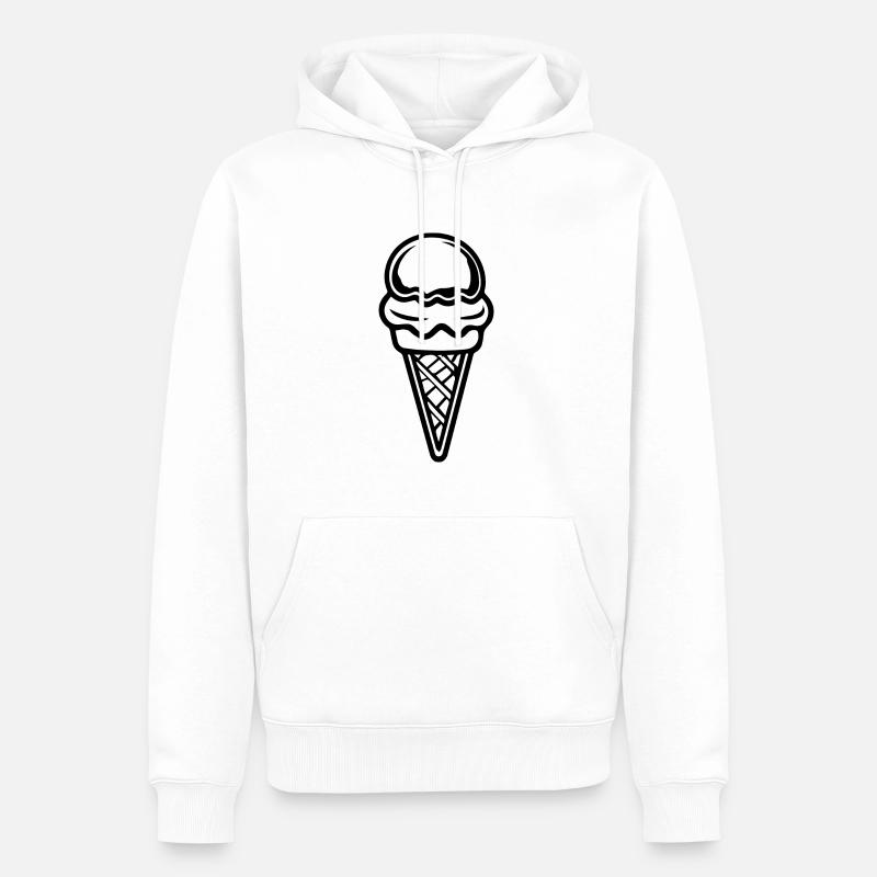 Crème glacée Crème glacée - Sweat à capuche Premium bio Homme - blanc