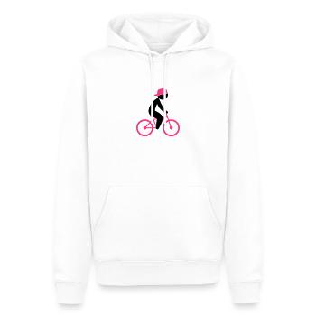 Ein Radfahrer fährt auf seinem Fahrrad - Männer Premium Bio Hoodie - Weiß - Vorne - Nico (187cm)