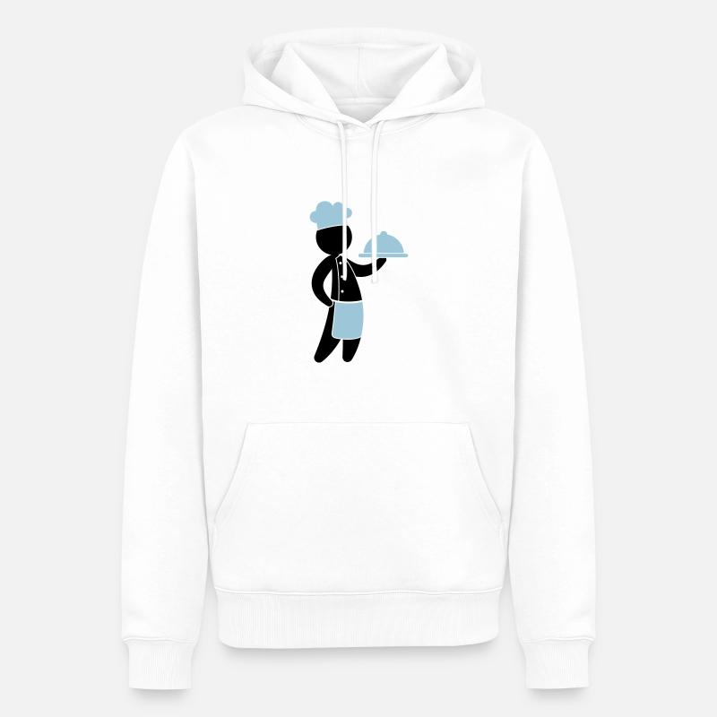 Un chef cuisinier sert invités - Sweat à capuche Premium bio Homme - blanc