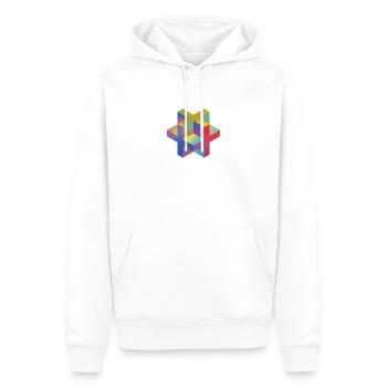 Isometric 3D Cross - Men’s Premium Organic Hoodie - white - Front - Nico (187cm)