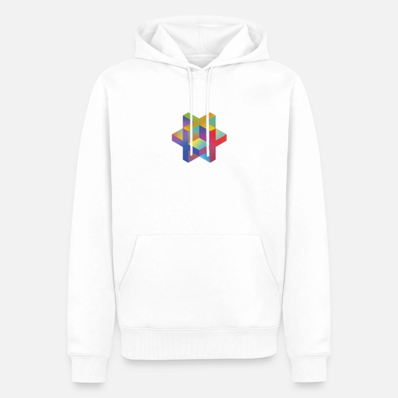 Croix isométrique 3D - Sweat à capuche Premium bio Homme - blanc