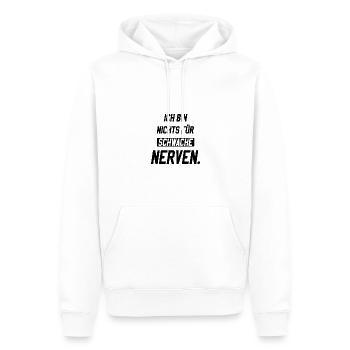 Ich bin nichts für schwache Nerven - Männer Premium Bio Hoodie - Weiß - Vorne - Nico (187cm)