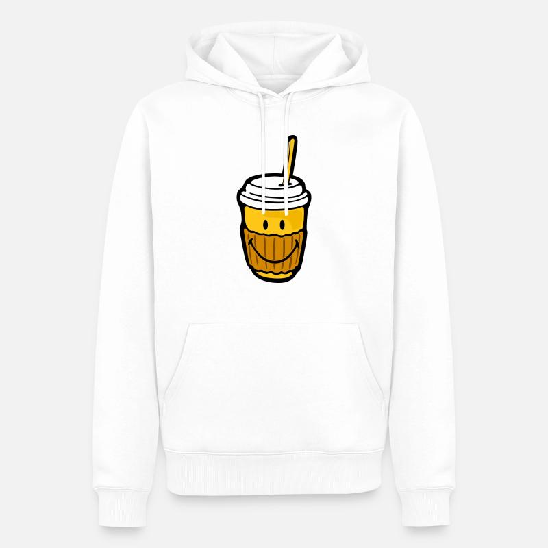 Caffè sorridente da a take away - Felpa con cappuccio ecologica premium da uomo - bianco