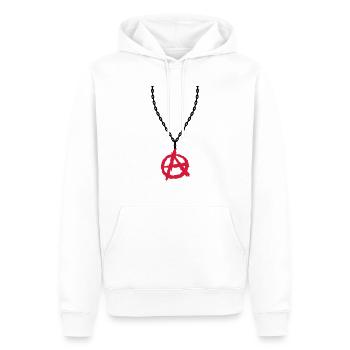 Necklace jewelry anarchy symbol - Men’s Premium Organic Hoodie - white - Front - Nico (187cm)