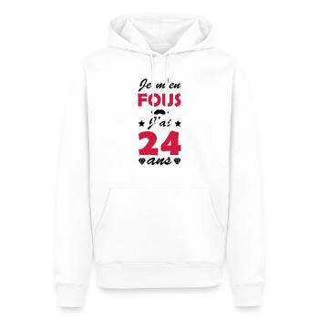 j ai 24 ans / humour anniversaire 24 ans - Sweat à capuche Premium bio Homme - blanc - Devant - Nico (187cm)