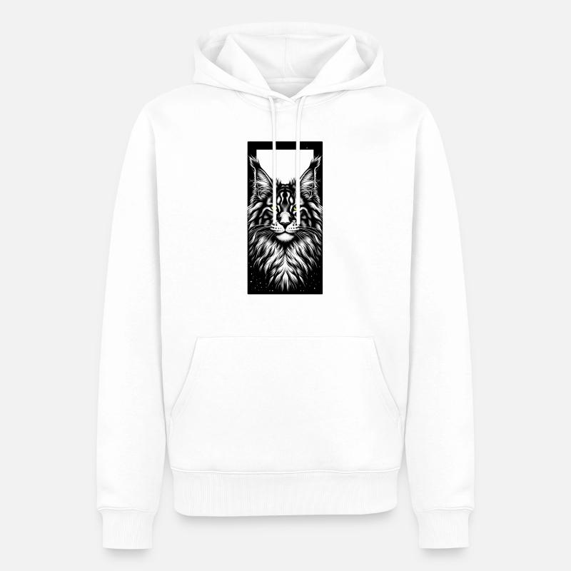 Visage de chat - Sweat à capuche Premium bio Homme - blanc