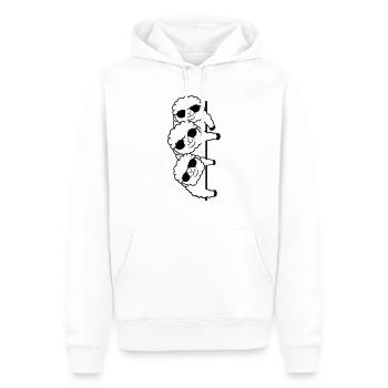 3 DJ mouton derrière le mur jetant un coup d’œil latéral à des amis - Sweat à capuche Premium bio Homme - blanc - Devant - Nico (187cm)