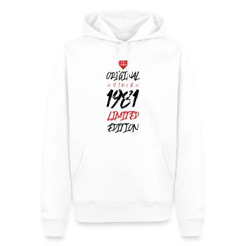 1981 Édition limitée - Sweat à capuche Premium bio Homme - blanc - Devant - Nico (187cm)