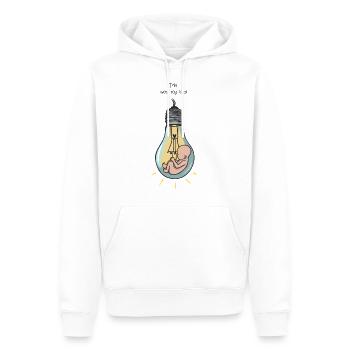 Idée stupide - Stupidité - Enfance - Image drôle - Sweat à capuche Premium bio Homme - blanc - Devant - Nico (187cm)