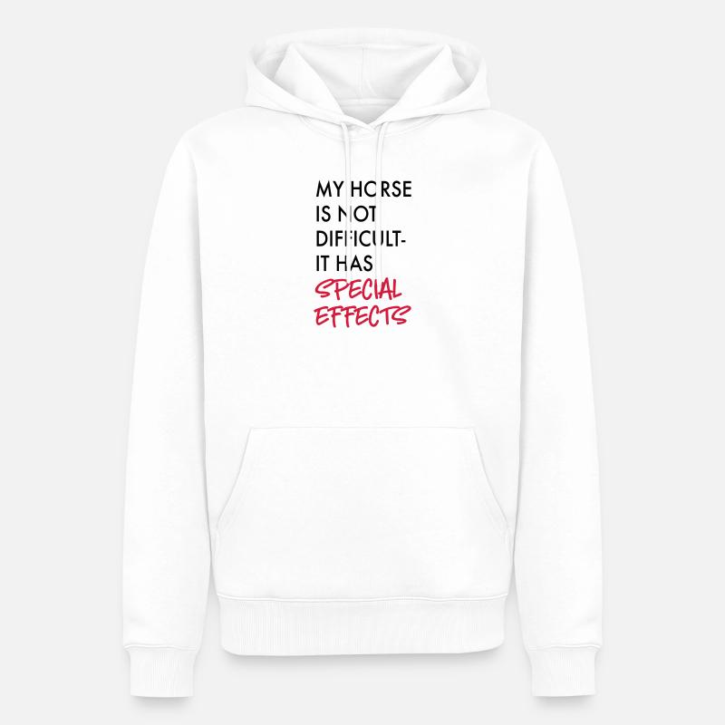 Cheval - Sweat à capuche Premium bio Homme - blanc