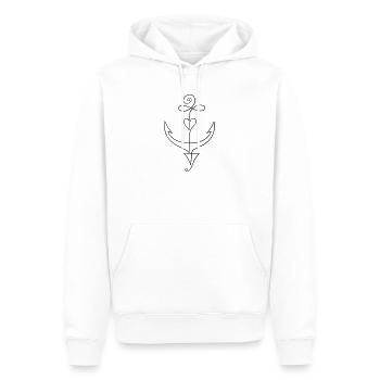 Ancre Minimaliste Single Line Tattoo - Sweat à capuche Premium bio Homme - blanc - Devant - Nico (187cm)