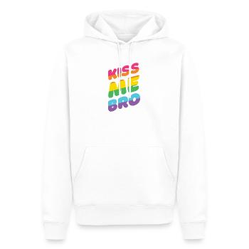 Mois de la fierté LGBTQ - Kiss Me Bro - Sweat à capuche Premium bio Homme - blanc - Devant - Nico (187cm)