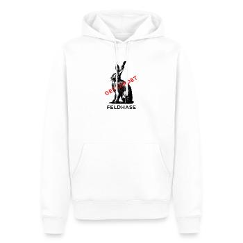 Der Feldhase ist gefährdet. - Männer Premium Bio Hoodie - Weiß - Vorne - Nico (187cm)