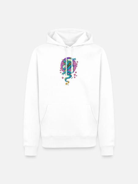 Drache Japanisch Sakura - Männer Premium Bio Hoodie - Weiß
