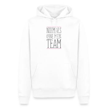 niemals_ohne_team_01 - Men’s Premium Organic Hoodie - white - Front - Nico (187cm)