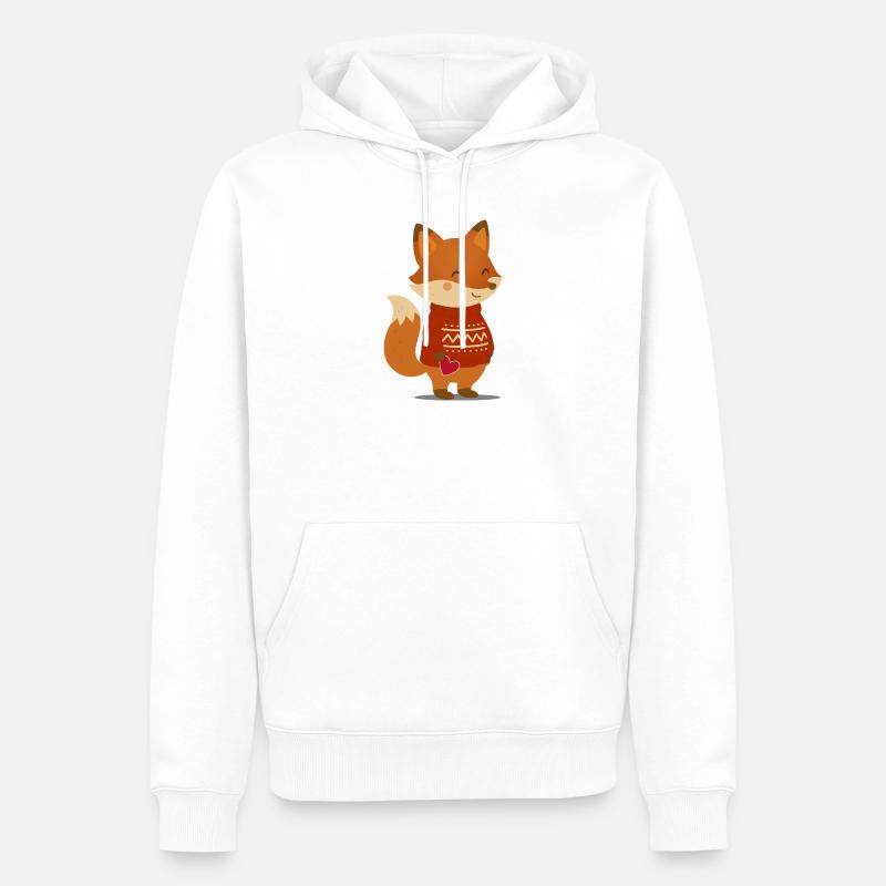 Süßer Fuchs im Pullover mit Herz - Männer Premium Bio Hoodie - Weiß