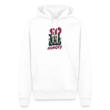 Hungry Bear With Cutlery - Men’s Premium Organic Hoodie - white - Front - Nico (187cm)