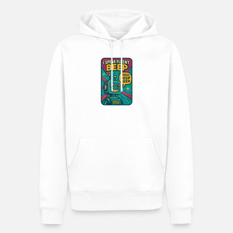 Bip fluide | Robot Science-Fi Nerd - Sweat à capuche Premium bio Homme - blanc