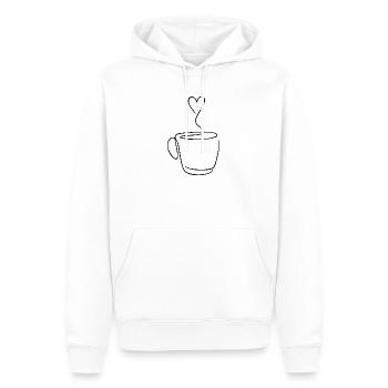 Les amateurs de café dessinent le café avec une ligne - Sweat à capuche Premium bio Homme - blanc - Devant - Nico (187cm)