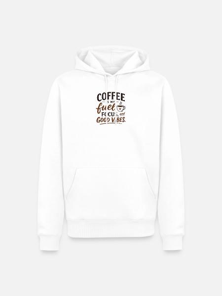 Kaffee an. Fokus an. - Männer Premium Bio Hoodie - Weiß