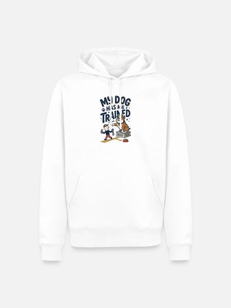 Der Hund hat mich trainiert - Männer Premium Bio Hoodie - Weiß