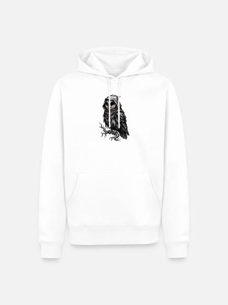 Schatteneule im Mantel des Nebels - Männer Premium Bio Hoodie - Weiß