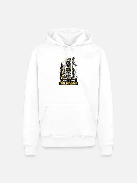 Mountainbiker vertraut flachem Boden nicht - Männer Premium Bio Hoodie - Weiß