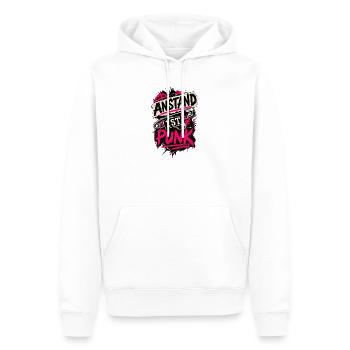 Anstand ist Punk – Pinkes Statement mit Nadel - Männer Premium Bio Hoodie - Weiß - Vorne - Nico (187cm)