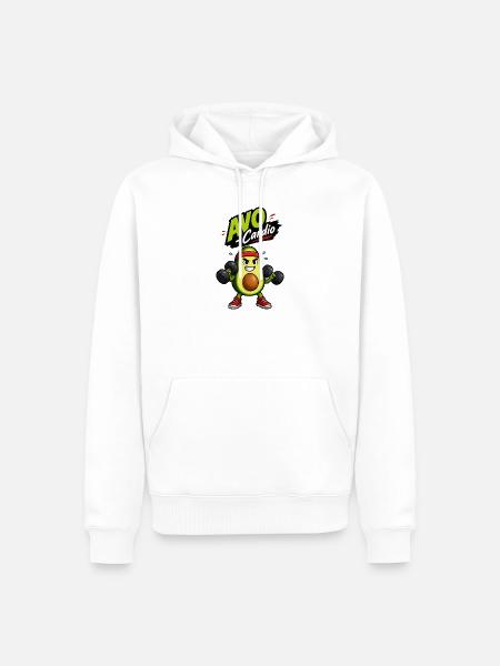 Avocado Cardio Muskelheld - Männer Premium Bio Hoodie - Weiß