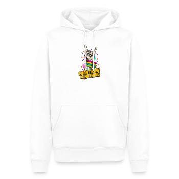 Front Row or Nothing – Rock Pride Handzeichen - Männer Premium Bio Hoodie - Weiß - Vorne - Nico (187cm)