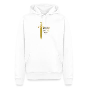 Schärfer als jedes zweischneidige Schwert - Männer Premium Bio Hoodie - Weiß - Vorne - Nico (187cm)
