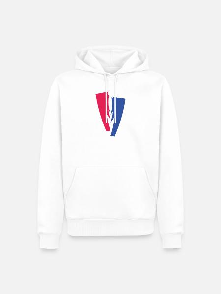 Farbduett aus Rot und Blau - Männer Premium Bio Hoodie - Weiß