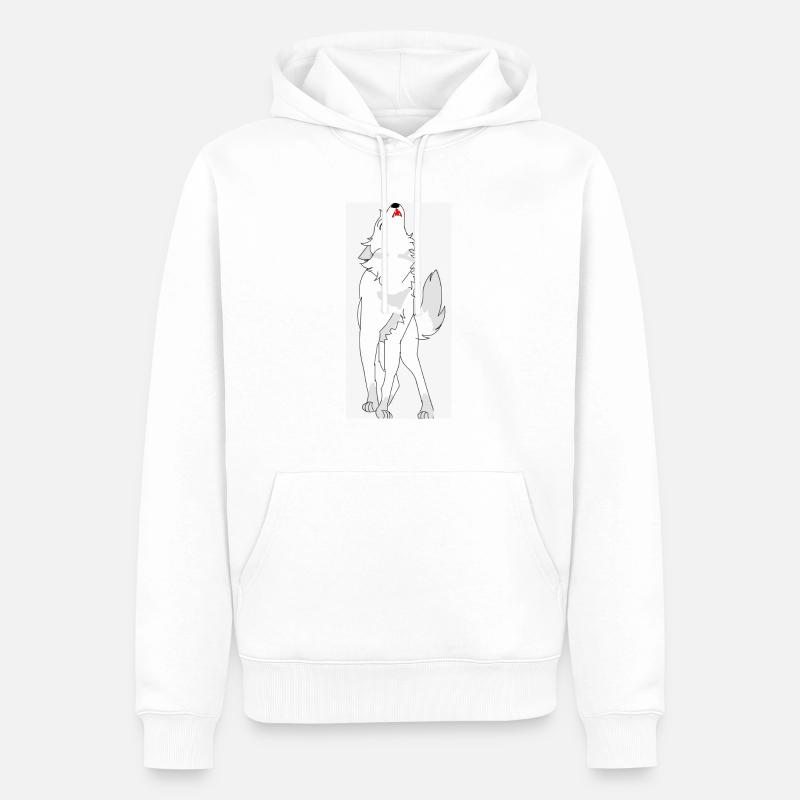 Heulender Wolf - Männer Premium Bio Hoodie - Weiß