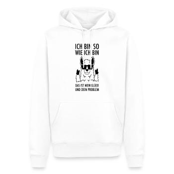 Lustiger Lama Spruch - Ich bin so wie ich bin - Männer Premium Bio Hoodie - Weiß - Vorne - Nico (187cm)