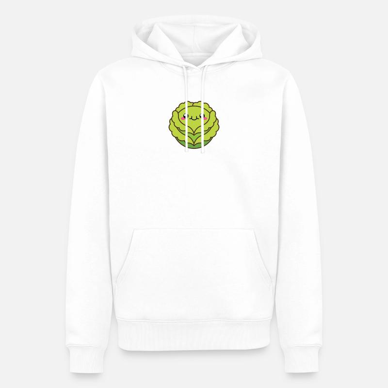 Niedlicher Kohl oder Salatkopf - Männer Premium Bio Hoodie - Weiß