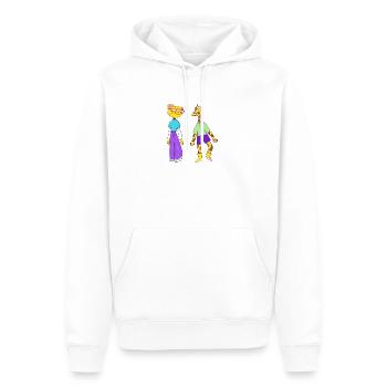 illustration de chat et girafe - Sweat à capuche Premium bio Homme - blanc - Devant - Nico (187cm)