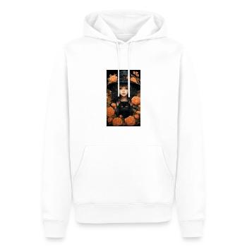 Halloween themed witch with a cat - Men’s Premium Organic Hoodie - white - Front - Nico (187cm)