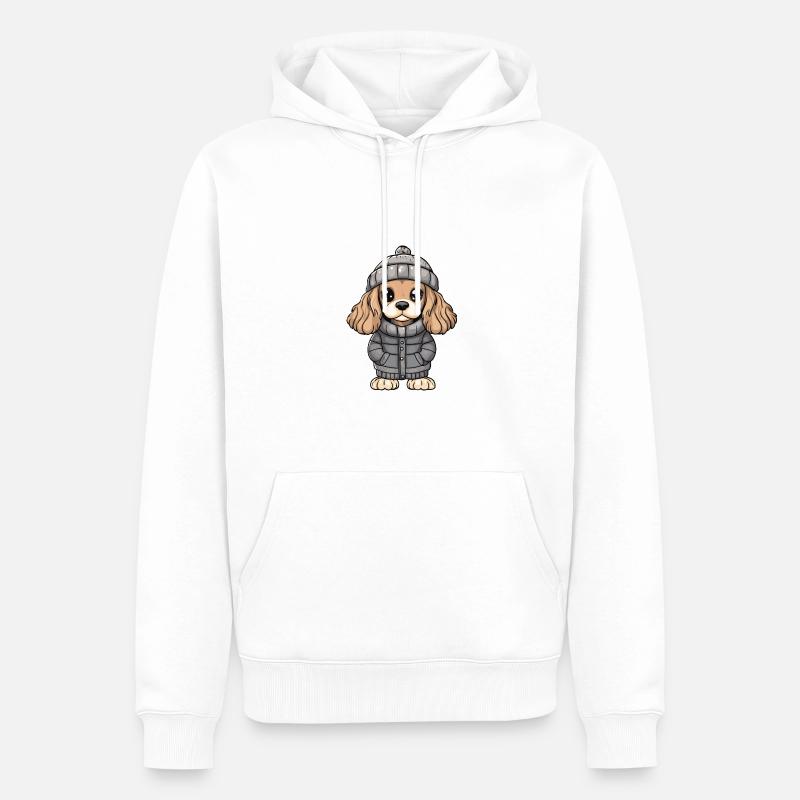 Cocker Spaniel Chien Hiver - Sweat à capuche Premium bio Homme - blanc